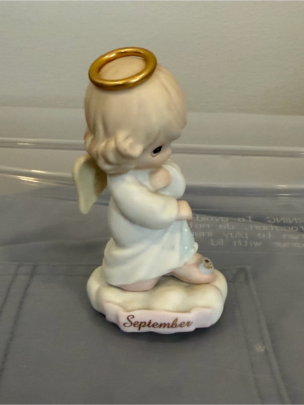 Precious Moments Angel Figurine Enesco September Rhinestone Angel Figurine 3.5”